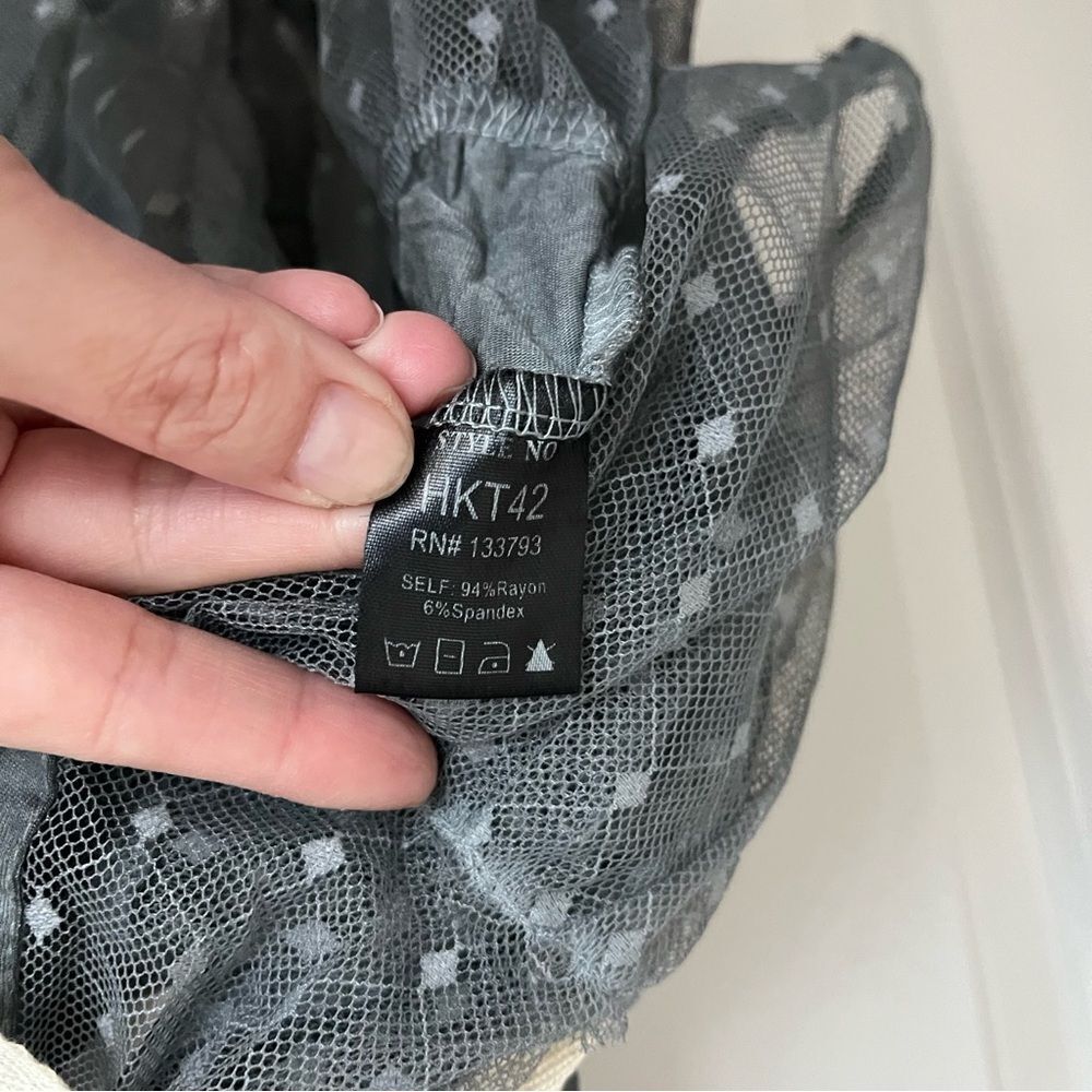 NEW Pol Boho Lace Acid Wash Back Lace Tie Zip Tank Grey Medium Whimsigoth Witchy - Picture 6 of 7